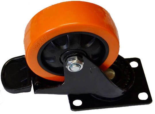 Castor orange swivel brake 3" 753075
