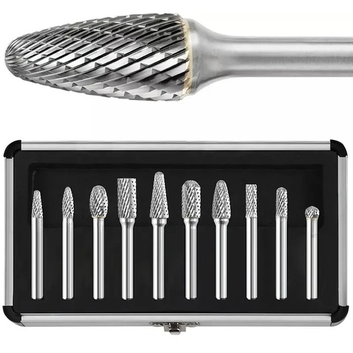 10 pc tungsten carbide rasp drill 1/4"
